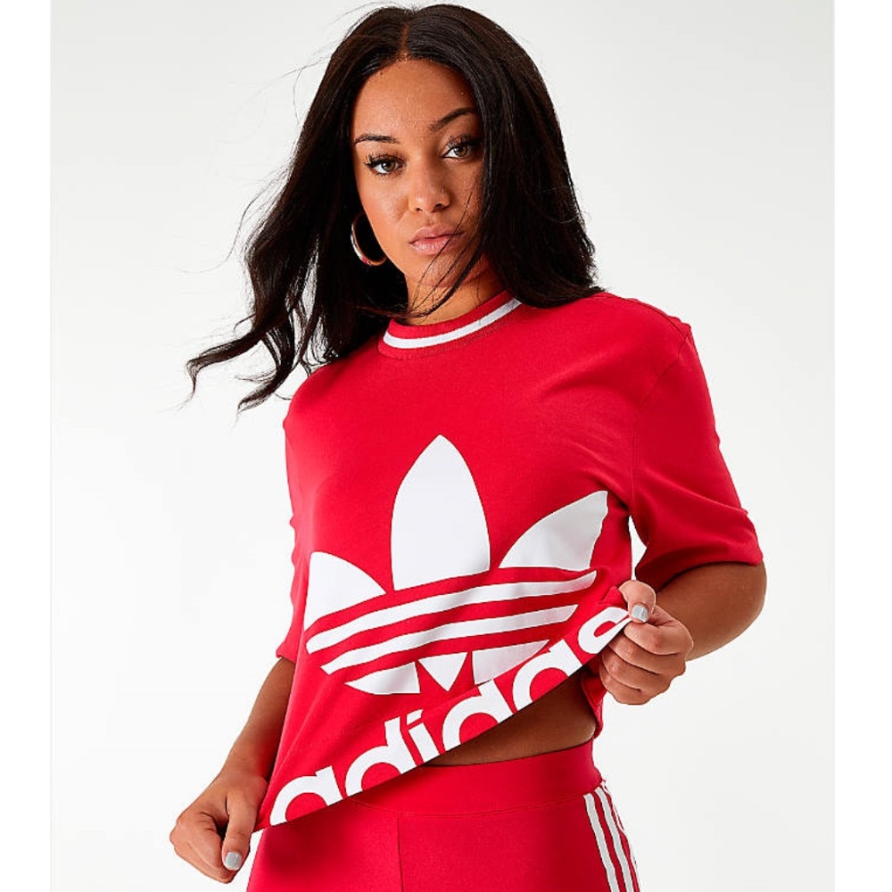 Adidas Originals Relaxed Trefoil Crop Tee - Picture 8 of 8